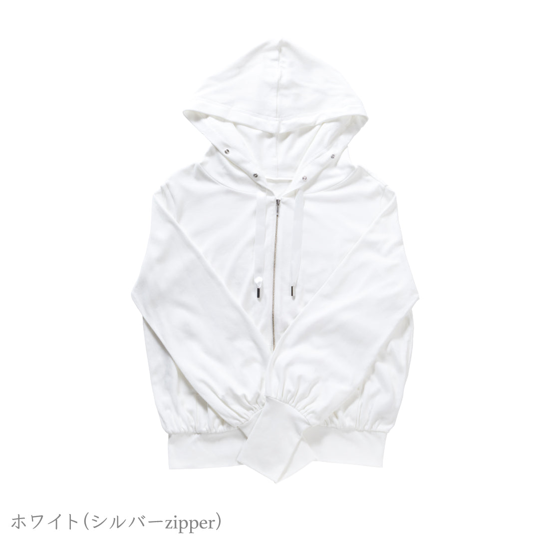 【新品】ラッセルノ サマーフーディー パーカー 春夏 サイズ6 　ホワイト 公式】UVカットパーカー[ロング丈]｜ 夏雪草 ｜ シロノサクラ
