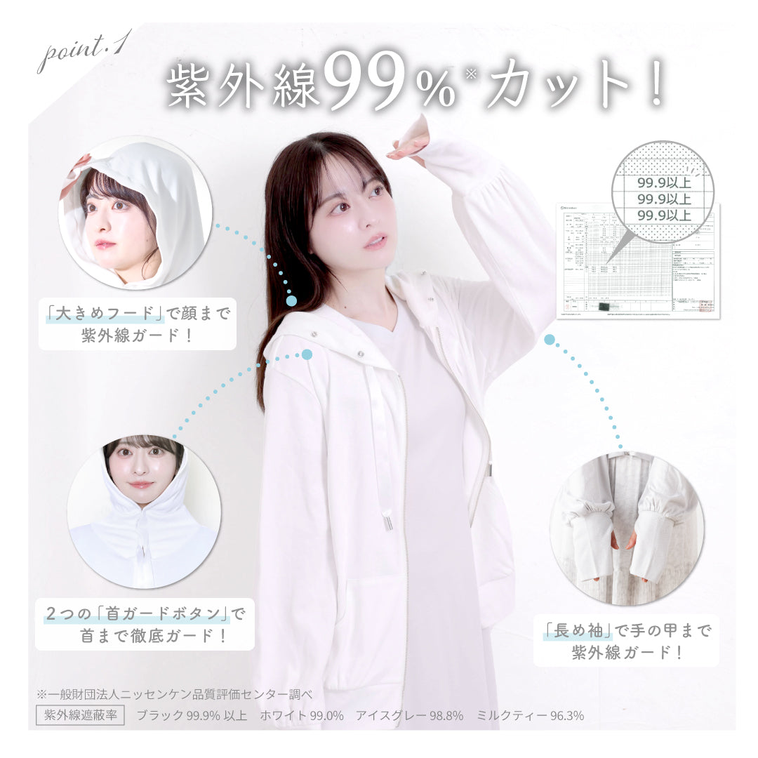 公式】UVカットパーカー[ロング丈]｜ 夏雪草 ｜ シロノサクラ