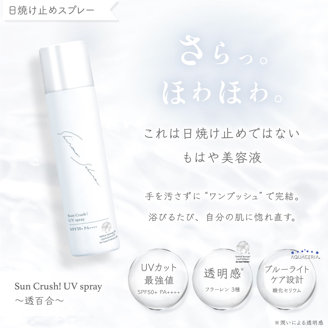 日焼け止め yuriyuri 公式】フラーレン配合 日焼け止めスプレー ｜ 透百合 ｜ シロノサクラ